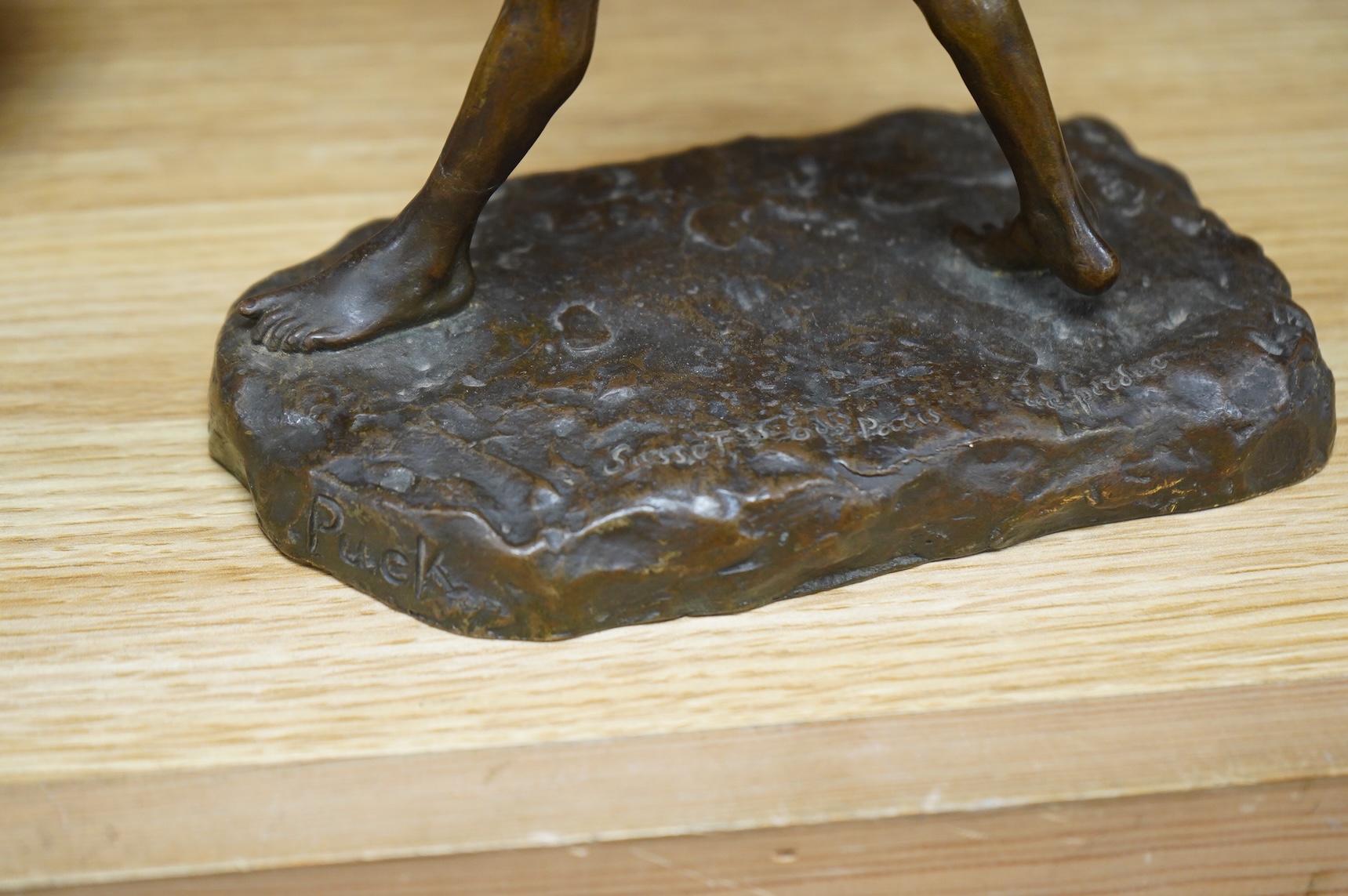 Gabrielle Jean Bedell Brichard (French, 19th/20th century), a bronze nude figure ‘Puck’, Susses Freres, foundry mark, 24cm
